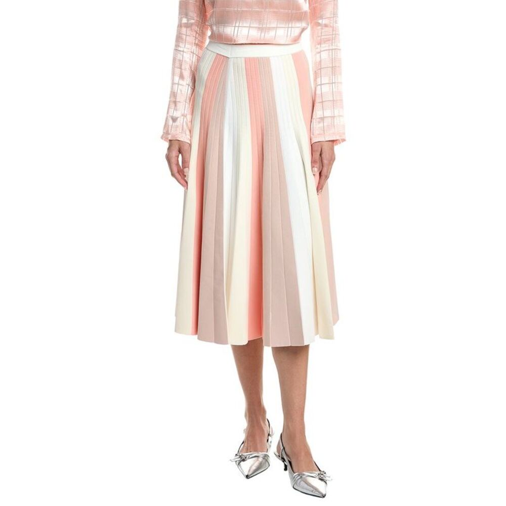 3.1 Phillip Lim Womens  Colorblock Stripe Ribbed Pleated Midi Skirt